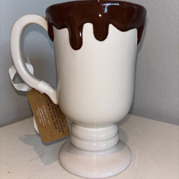 Rae Dunn Hot Cocoa Pedestal Tall Melting Chocolate Christmas Coffee Mug Cup - Picture 2 of 3